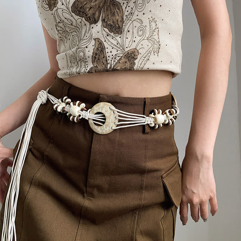 Cintura da donna con perline e lacci in stile boho intrecciata - image 7