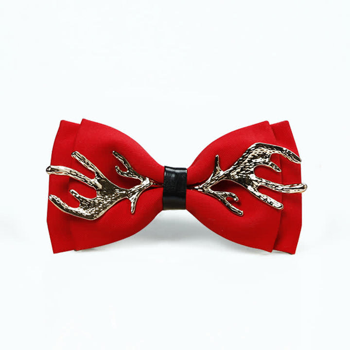 Papillon da uomo con decorazione in corna di cervo in metallo - Rosso e oro - image 6