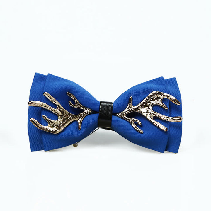Papillon da uomo con decorazione in corna di cervo in metallo - Grigio scuro e oro - image 7
