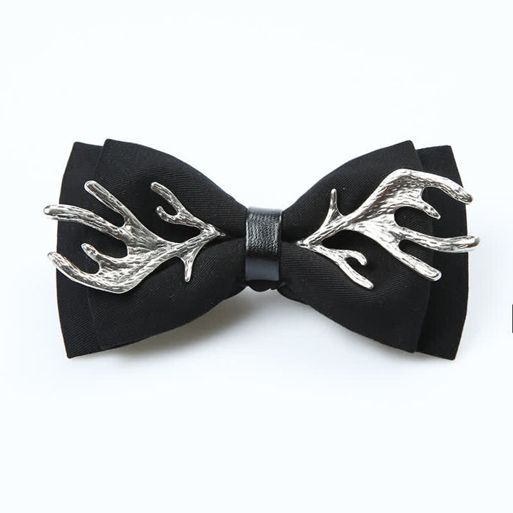 Papillon da uomo con decorazione in corna di cervo in metallo - Nero e argento - image 5
