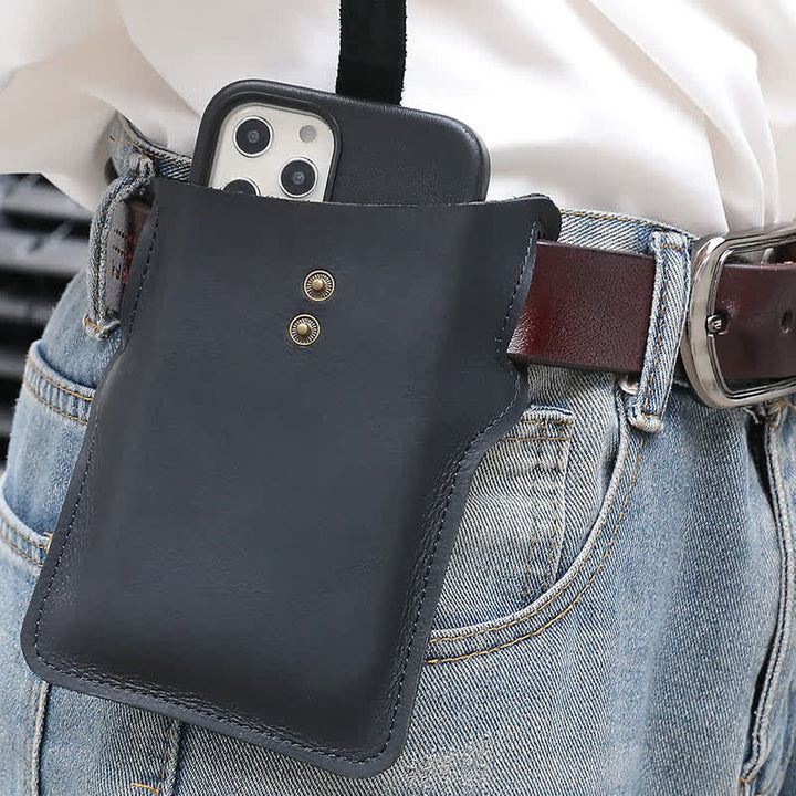 Borsa da cintura in pelle comoda per il trasporto del telefono cellulare retrò - image 5