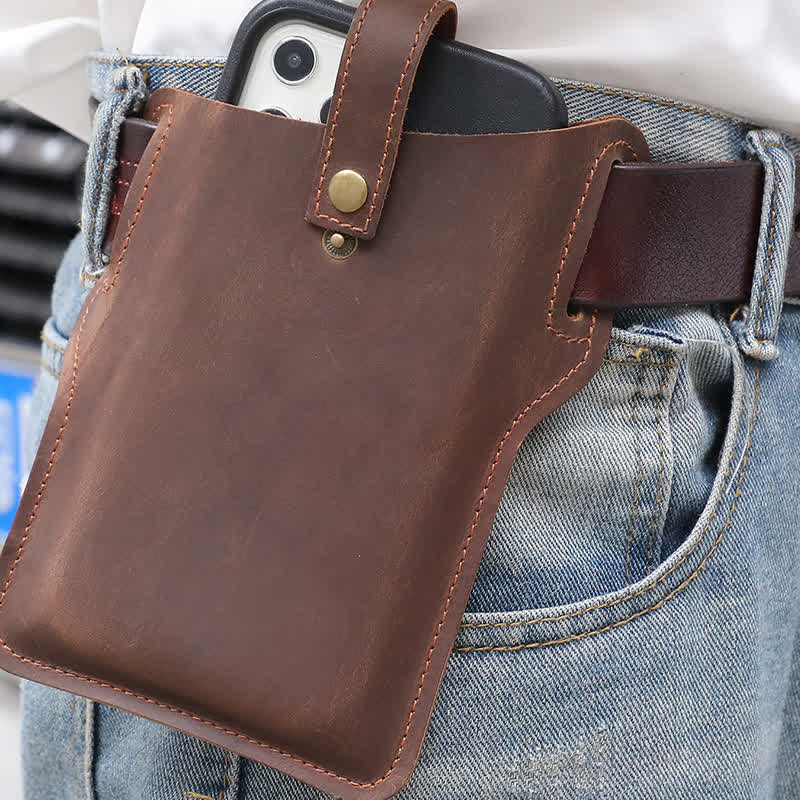Borsa da cintura in pelle comoda per il trasporto del telefono cellulare retrò - Marrone - image 9