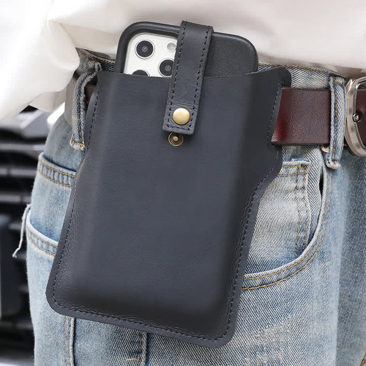 Borsa da cintura in pelle comoda per il trasporto del telefono cellulare retrò - Nero - image 4