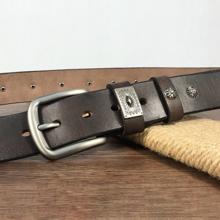 Cintura in pelle per jeans casual con borchie in metallo retrò - image 10