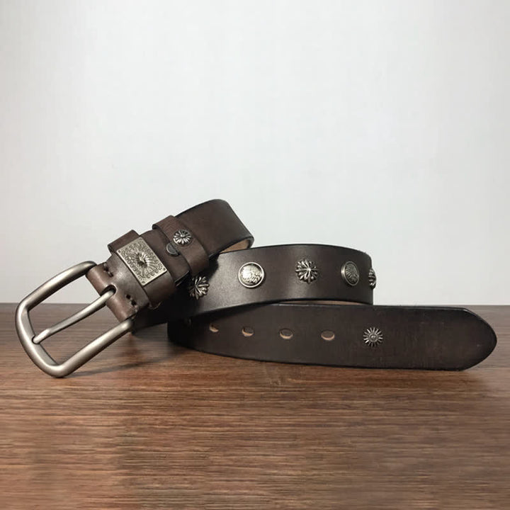 Cintura in pelle per jeans casual con borchie in metallo retrò - image 6
