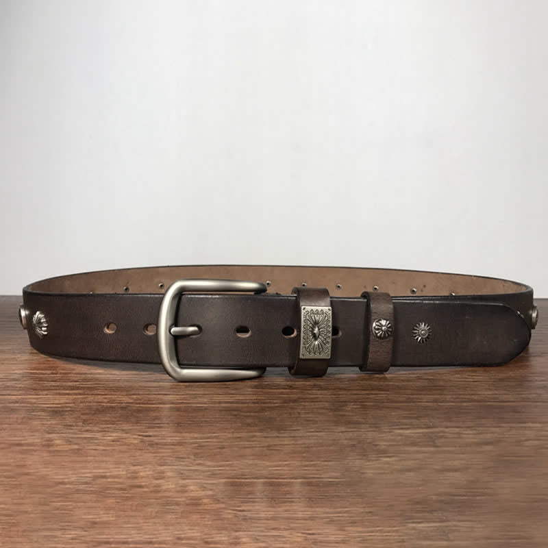 Cintura in pelle per jeans casual con borchie in metallo retrò - image 9