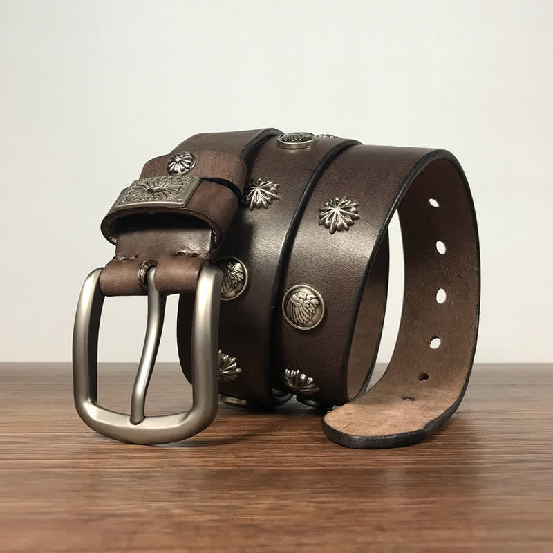 Cintura in pelle per jeans casual con borchie in metallo retrò - image 5