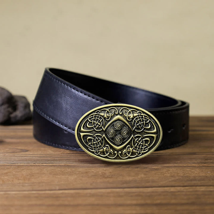 Cintura in pelle con fibbia a nodo celtico vichingo fai da te da uomo - Bronzo antico - Cintura PU nera (40) - image 11