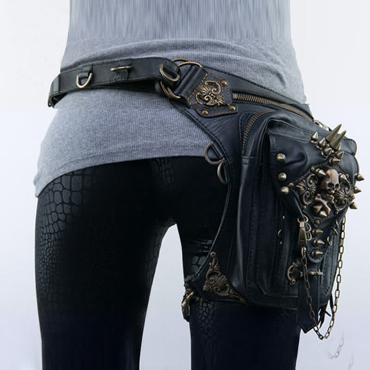 Borsa a tracolla con teschio e borchie gotico retrò steampunk - image 1