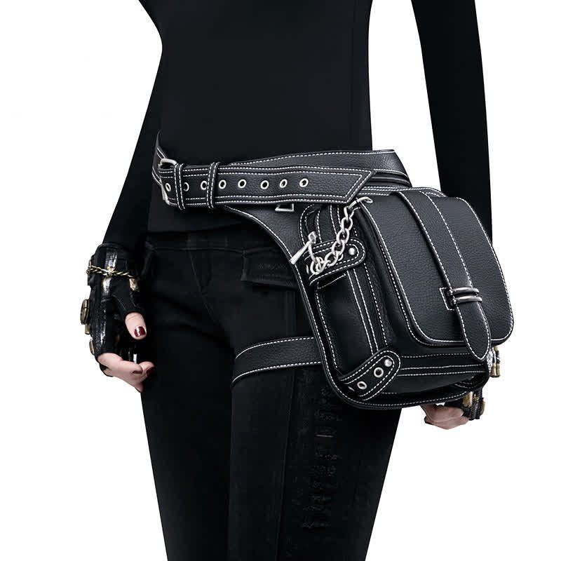 Borsa a tracolla da gamba per motocicletta punk steampunk - Nero - image 0