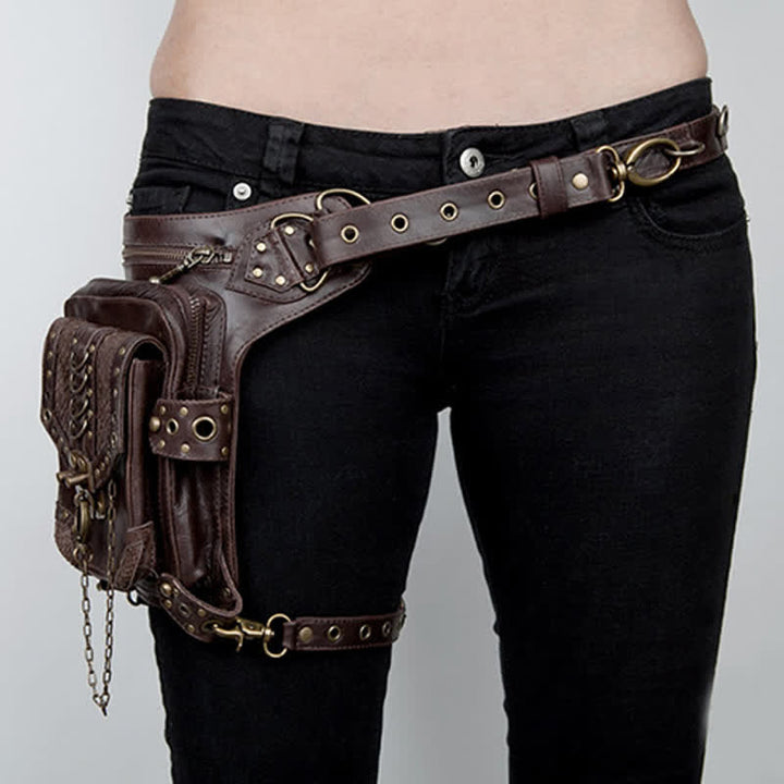 Borsa da viaggio in stile steampunk con catena gotica marrone - image 4