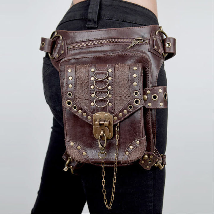 Borsa da viaggio in stile steampunk con catena gotica marrone - Marrone - image 0