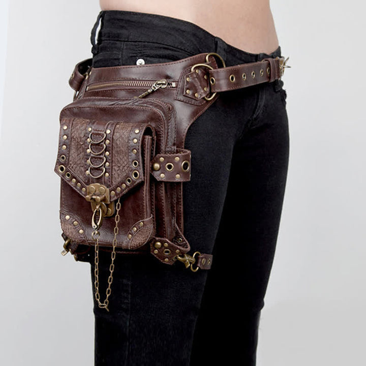 Borsa da viaggio in stile steampunk con catena gotica marrone - image 3