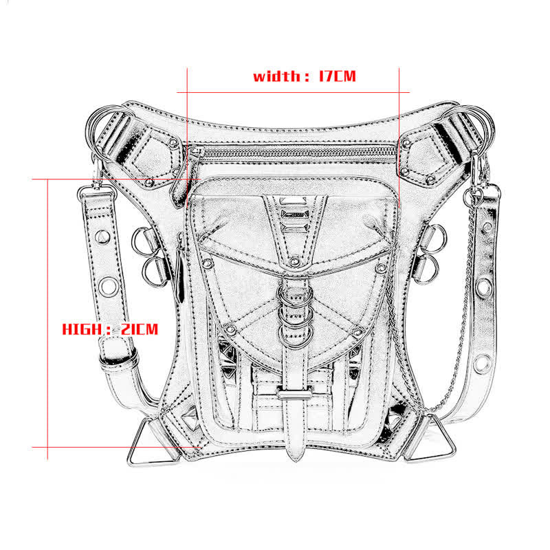 Borsa da gamba in vita con rivetto punk da motocicletta nera Steampunk - image 3