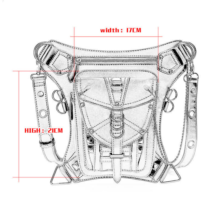 Borsa da gamba in vita con rivetto punk da motocicletta nera Steampunk - image 3