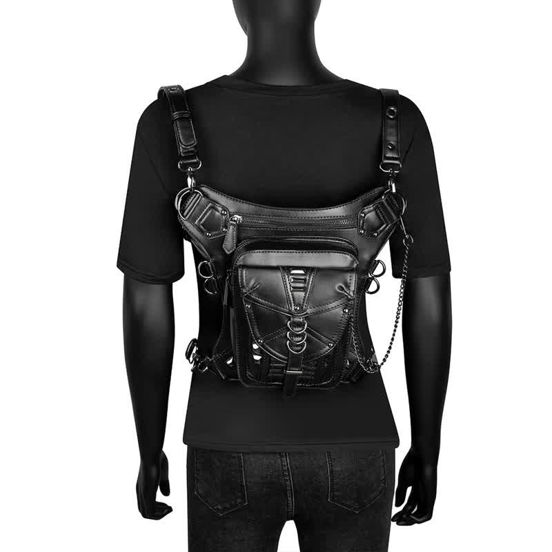Borsa da gamba in vita con rivetto punk da motocicletta nera Steampunk - image 8