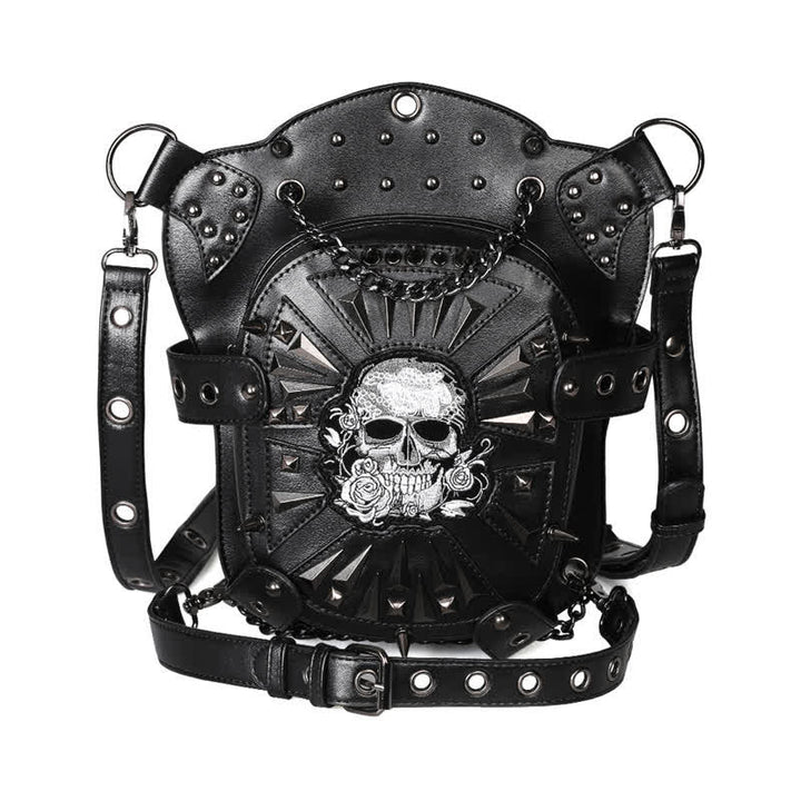 Borsa a spalla convertibile con design a teschio e gamba - image 1