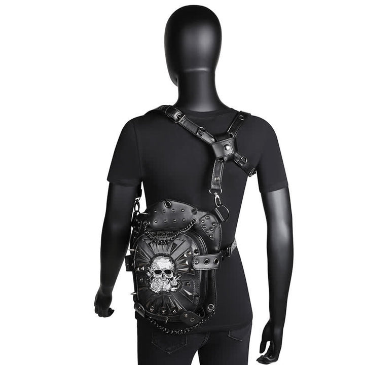 Borsa a spalla convertibile con design a teschio e gamba - image 9