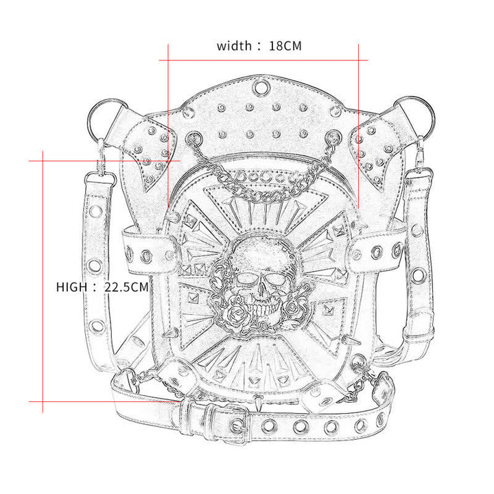 Borsa a spalla convertibile con design a teschio e gamba - image 2