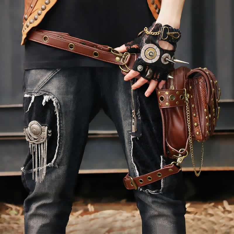 Borsa a tracolla con catena per moto Brown Rock - image 1