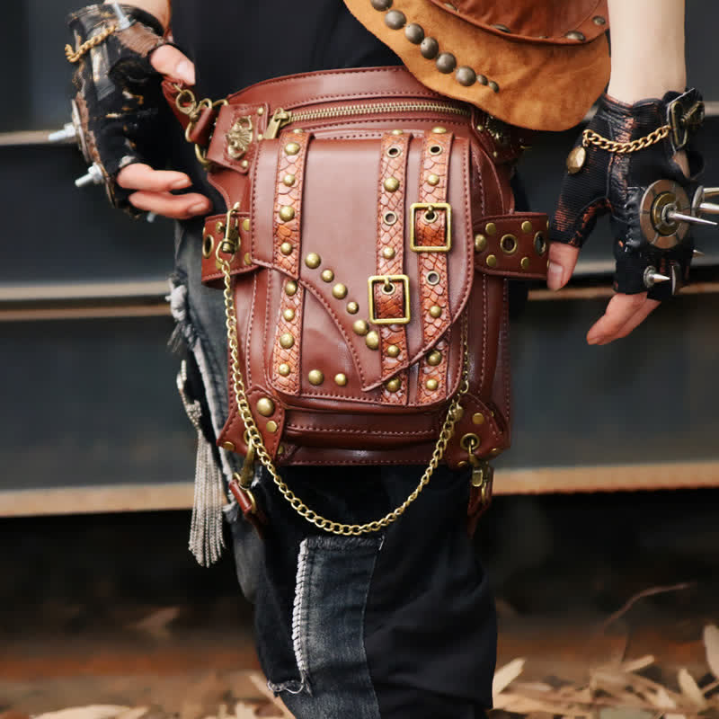 Borsa a tracolla con catena per moto Brown Rock - image 2