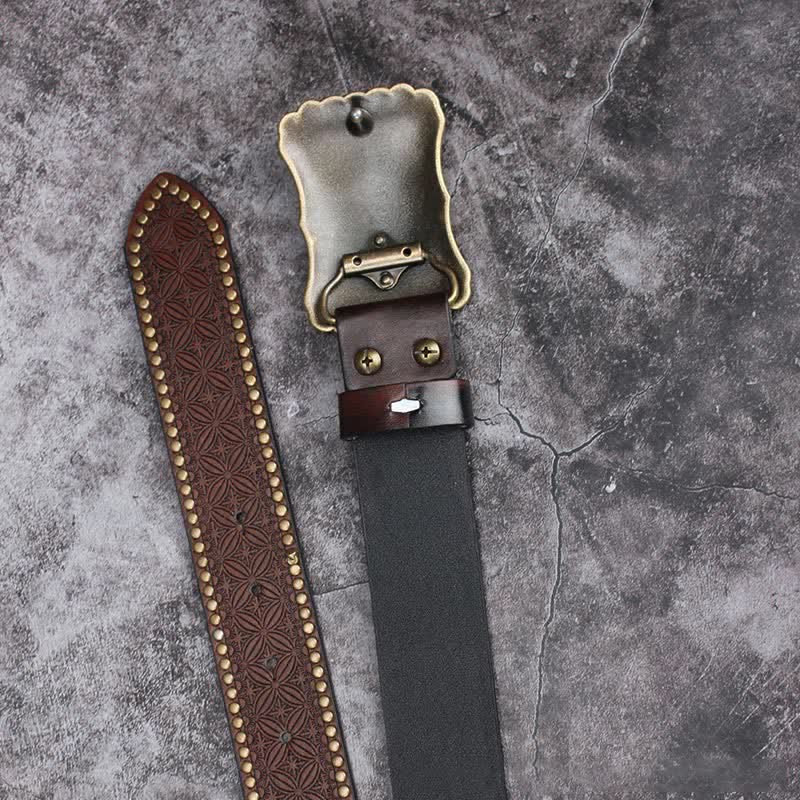 Cintura in pelle con decorazioni in pietra turchese western da uomo - image 5