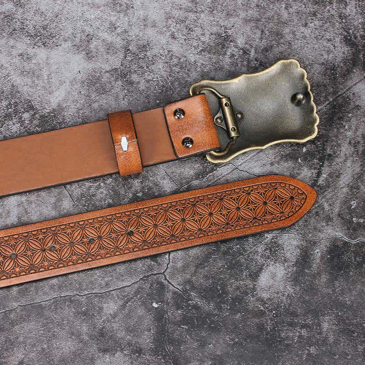 Cintura in pelle con decorazioni in pietra turchese western da uomo - image 15
