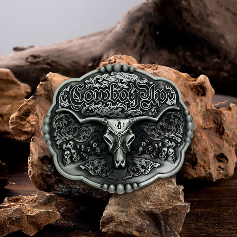 Cintura in pelle con fibbia a forma di toro da cowboy gotico fai da te da uomo - Toro - Senza cintura - image 0