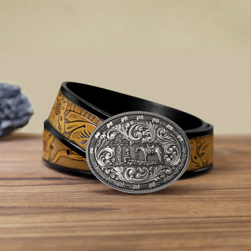 Cintura in pelle con fibbia inginocchiata fai da te da cavaliere da uomo - Argento - Cintura marrone sabbia (40) - image 10