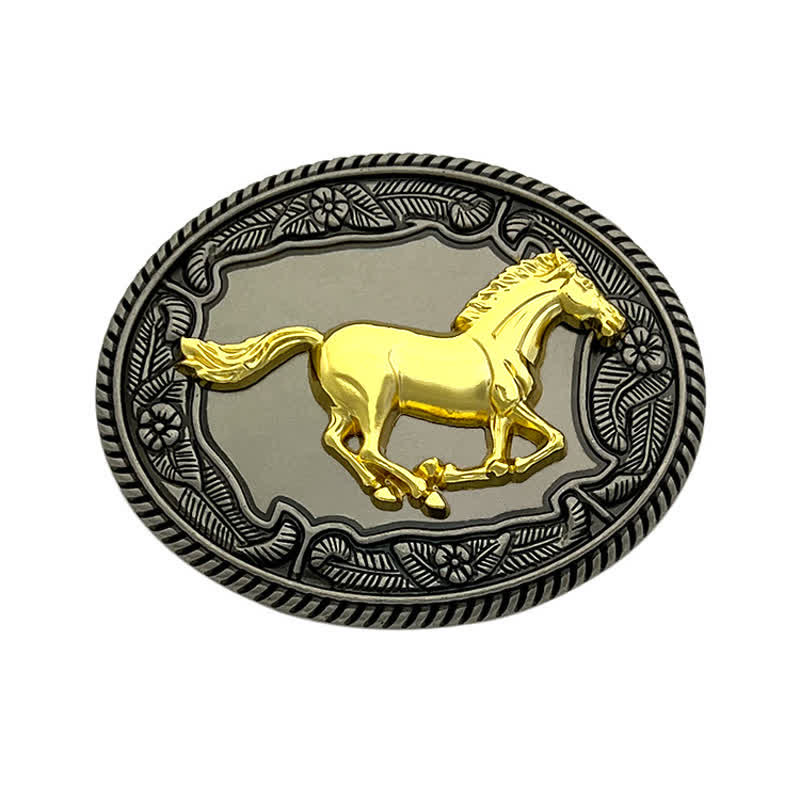 Cintura in pelle con fibbia a forma di animale, cavallo, toro, fai da te, da uomo - Cavallo - Senza cintura - image 1
