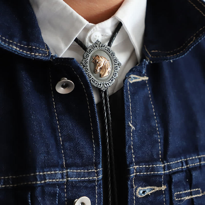 Cravatta Bolo Western Trend Rodeo con testa di cavallo - Pelle PU - image 0