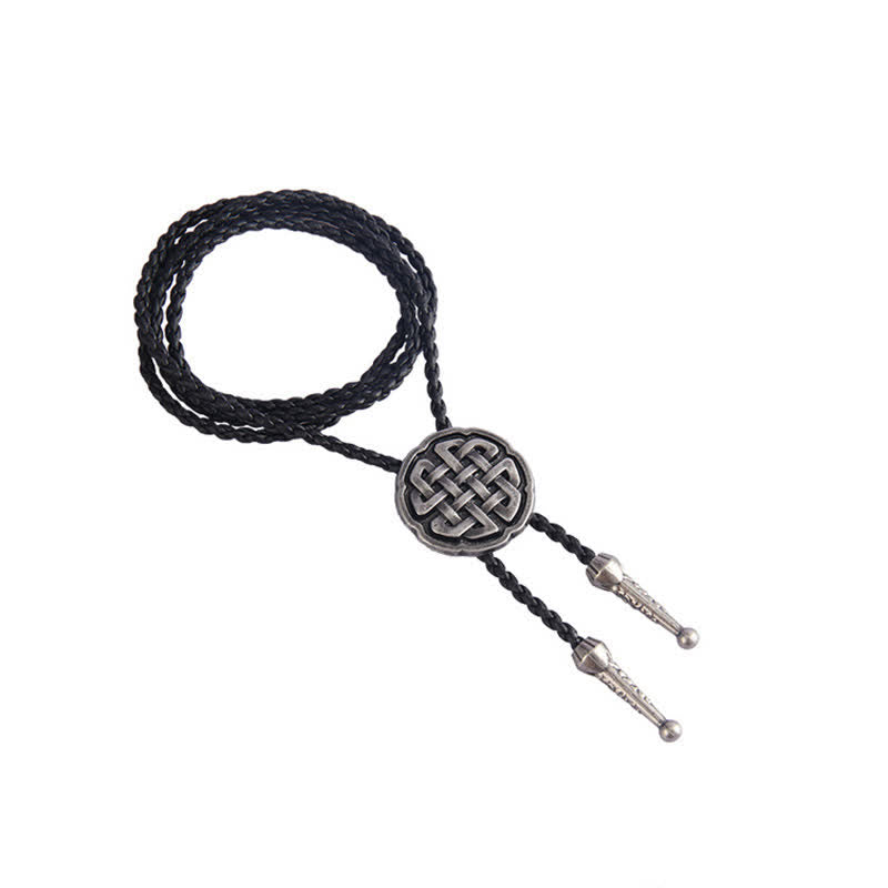 Cravatta Bolo con ciondolo rotondo con nodo celtico vichingo - image 1