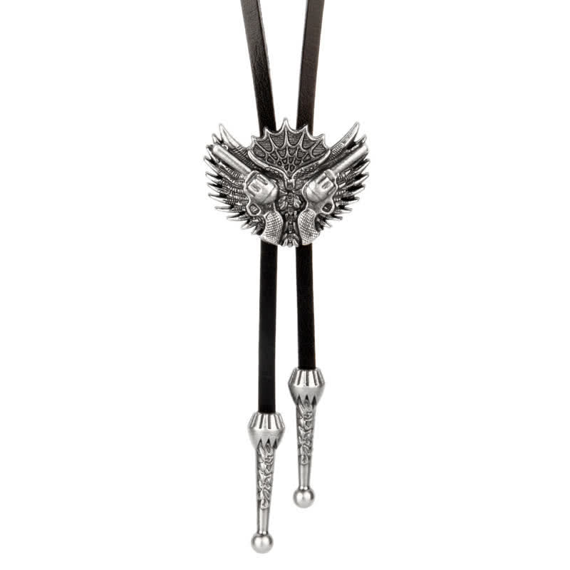 Cravatta Bolo Casual Double Guns Wings - Argento antico - image 0