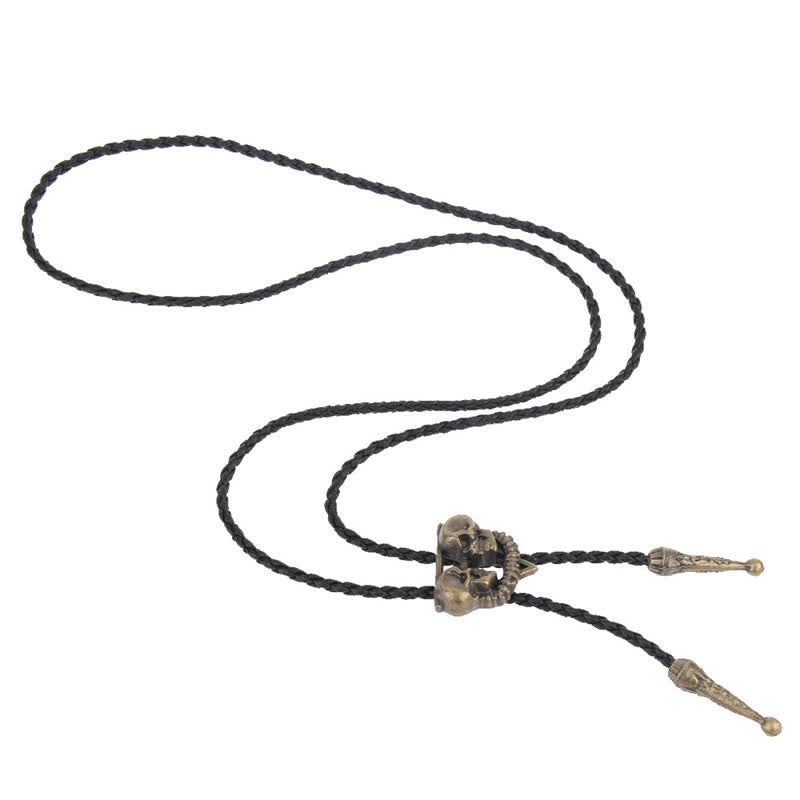 Cravatta Bolo con Doppio Teschio Scheletro - image 8