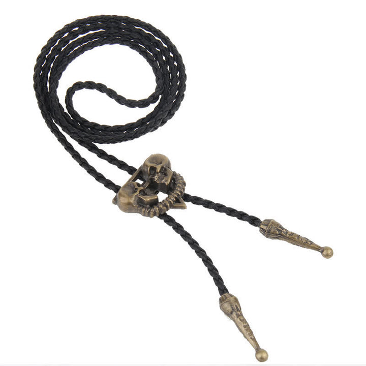 Cravatta Bolo con Doppio Teschio Scheletro - image 6