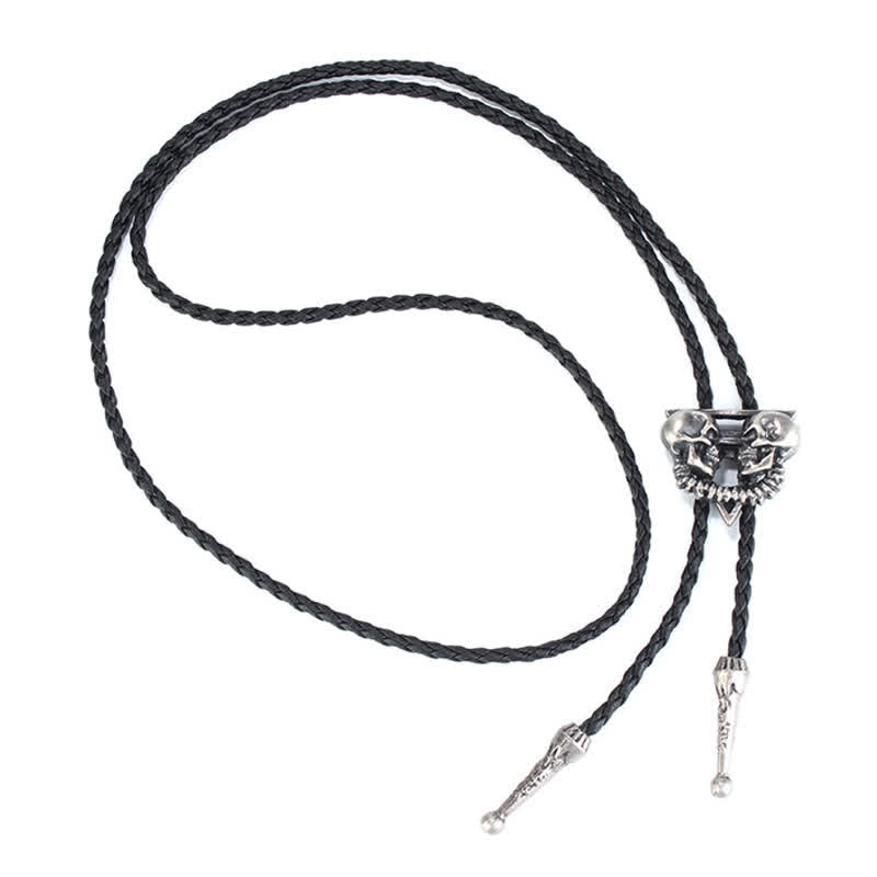 Cravatta Bolo con Doppio Teschio Scheletro - image 3