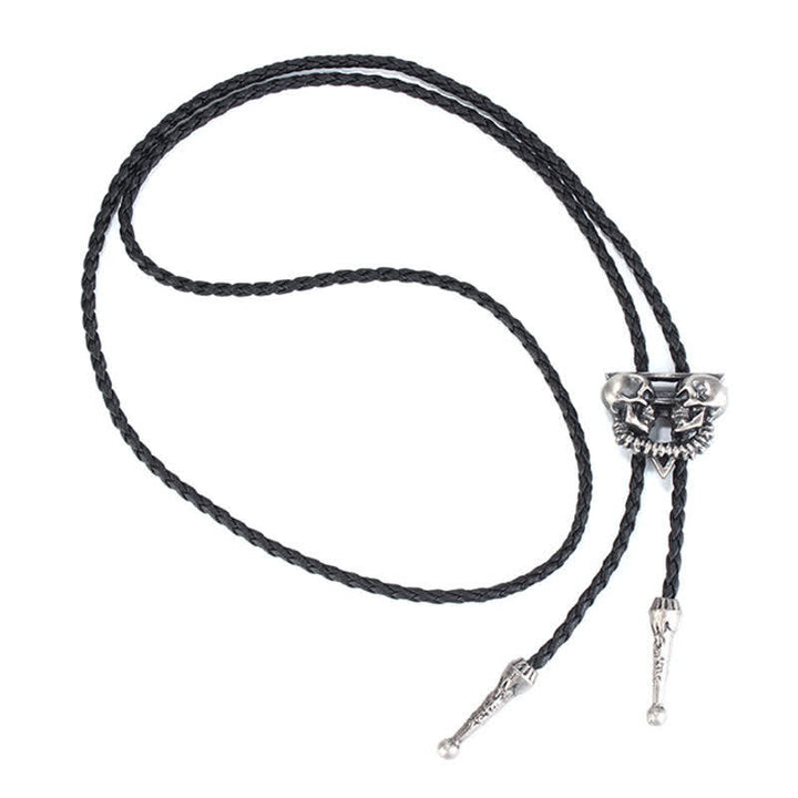 Cravatta Bolo con Doppio Teschio Scheletro - image 3