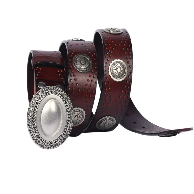 Cintura in pelle con fibbia ovale vintage da uomo - image 10