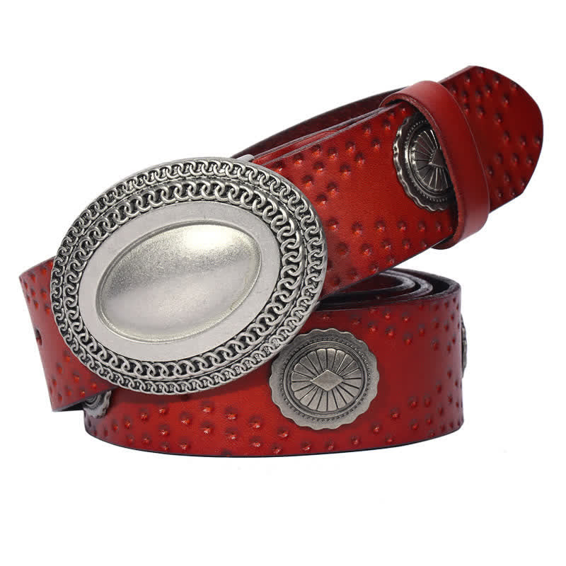 Cintura in pelle con fibbia ovale vintage da uomo - Marrone - 44 - image 11