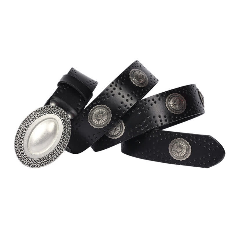 Cintura in pelle con fibbia ovale vintage da uomo - image 1