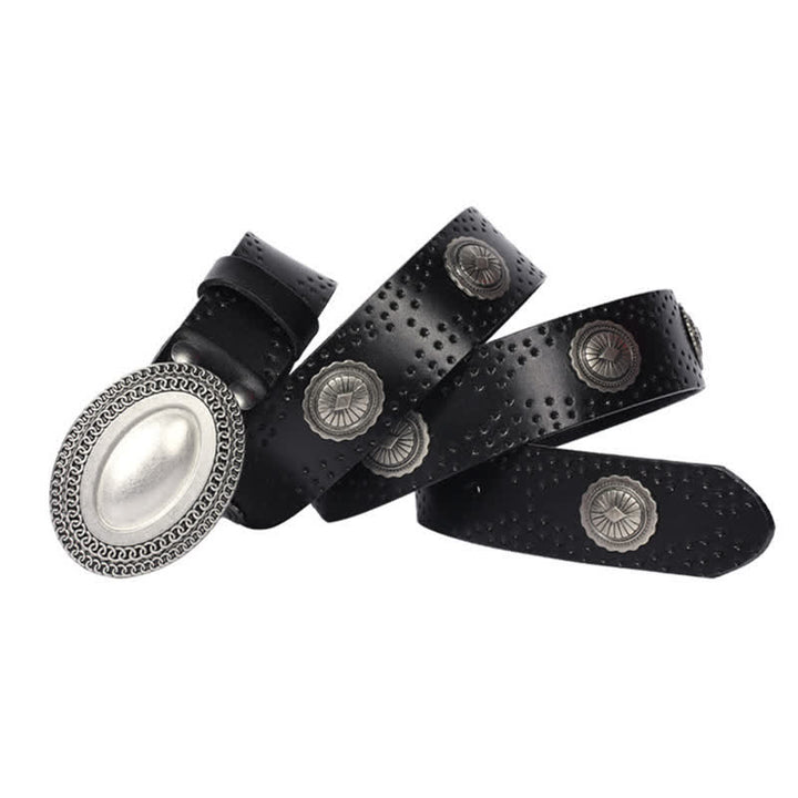 Cintura in pelle con fibbia ovale vintage da uomo - image 1