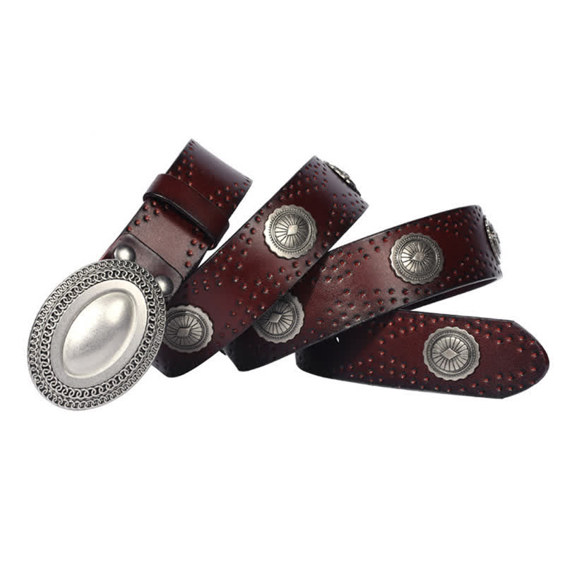 Cintura in pelle con fibbia ovale vintage da uomo - image 9