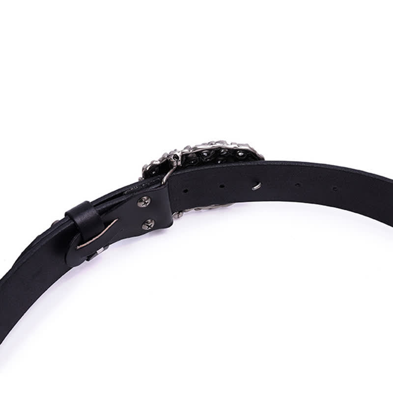 Cintura da uomo in pelle con fibbia liscia e rivetti a forma di serpente - image 5