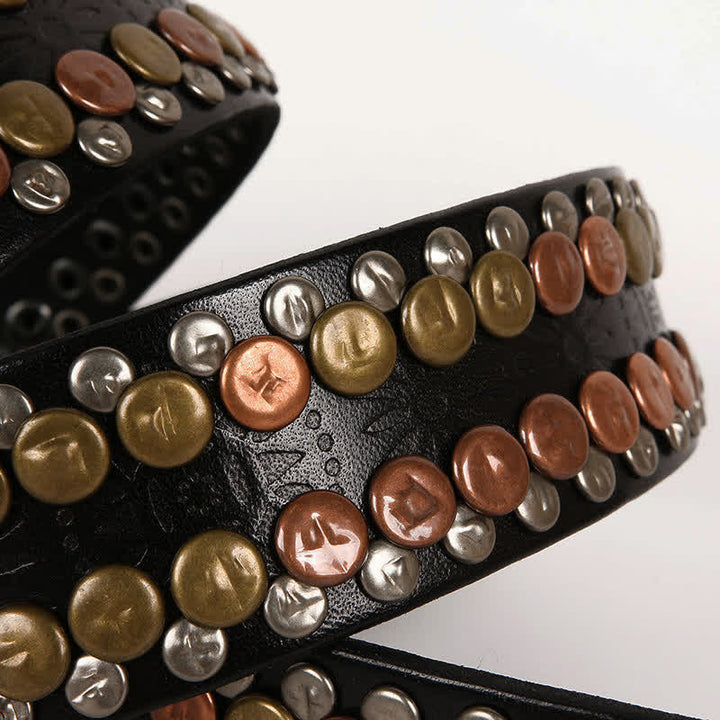 Cintura da uomo in pelle con borchie e bottoni multicolori - image 7