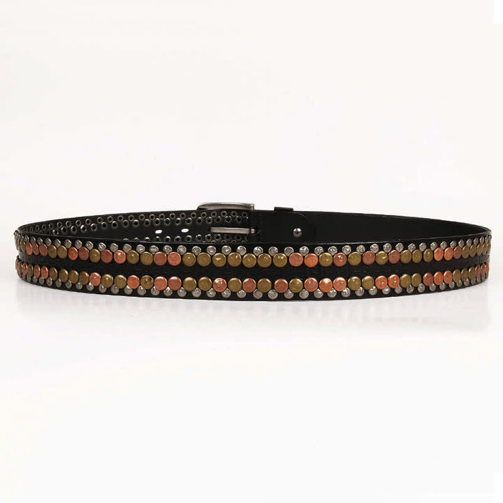 Cintura da uomo in pelle con borchie e bottoni multicolori - image 5