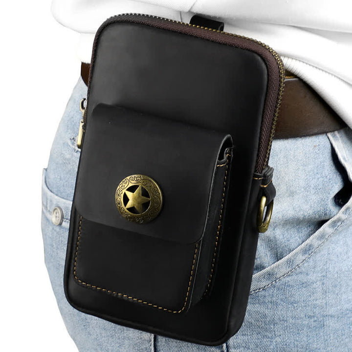 Borsa da viaggio in pelle per cintura, porta cellulare e sigarette - Nero - image 12