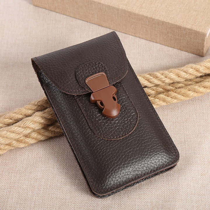 Borsa da cintura in pelle con fibbia di rilascio per cellulare - Marrone - image 1