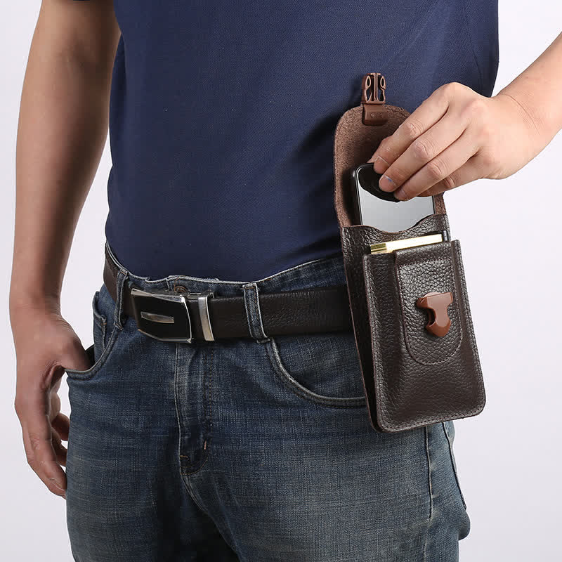 Borsa da cintura in pelle con fibbia di rilascio per cellulare - image 0
