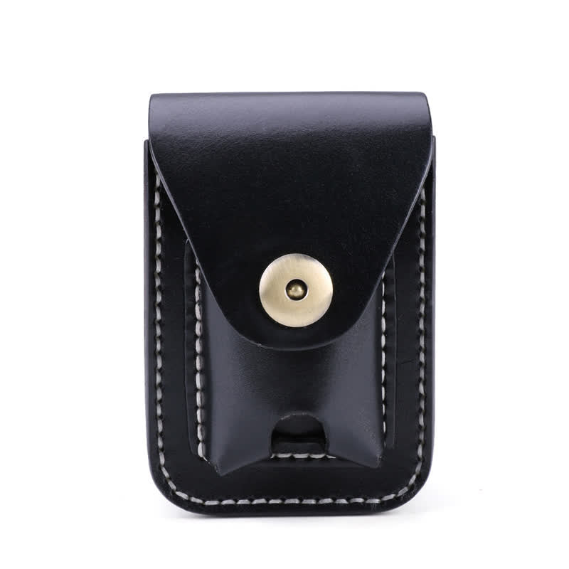 Mini custodia portatile per sigarette in pelle con cintura - Nero - image 5