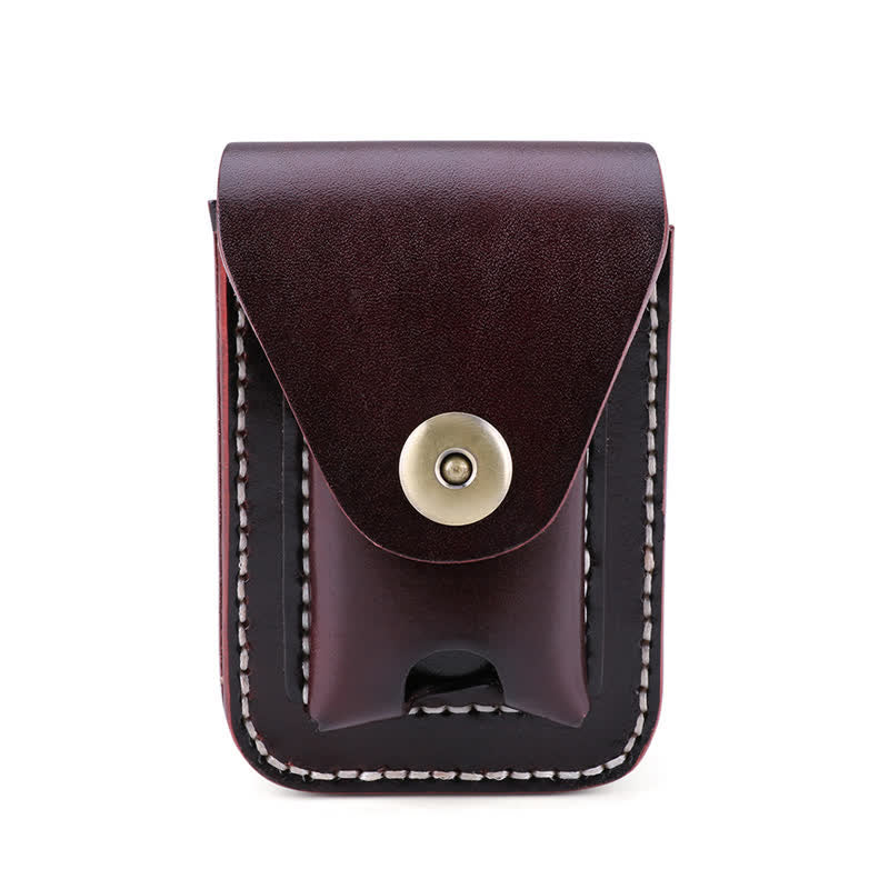 Mini custodia portatile per sigarette in pelle con cintura - Caffè - image 14